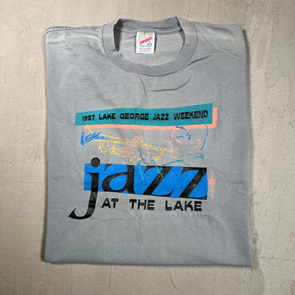 1997 Lake George Jazz Fest Greyu Tee Size Large USED v19439