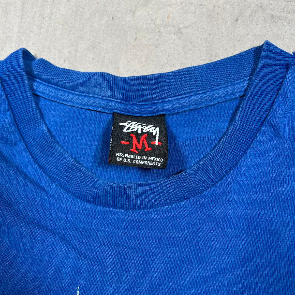Y2K Stussy "Pow" Blue Tee Size Medium USED x18703