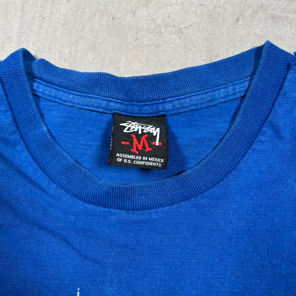 Y2K Stussy "Pow" Blue Tee Size Medium USED x18703