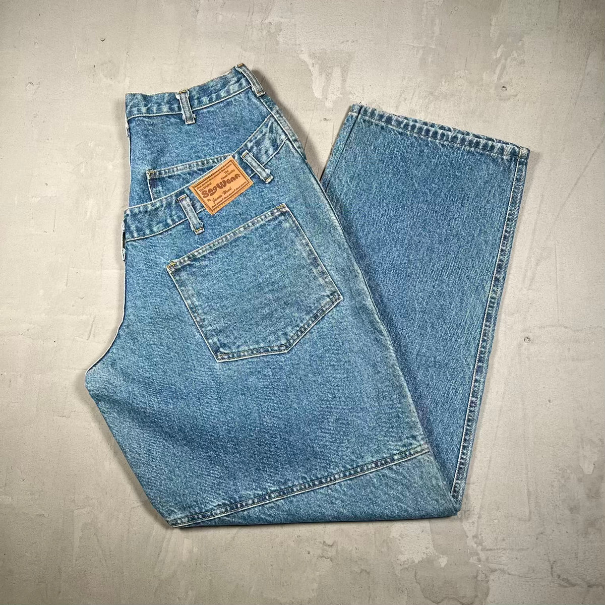 Y2K Sagwear Double Blue Jean Baggy Wide Leg Pants Size 32 USED v20299