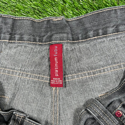Y2K Platinum Fubu Washed Grey Jeans Size 40x34