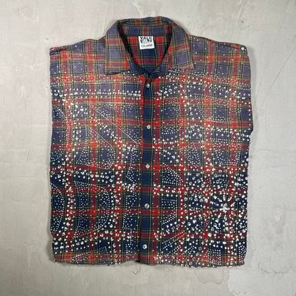 Vale Heavy Rhinestone Flannel Button Up Size XXL USED x18880