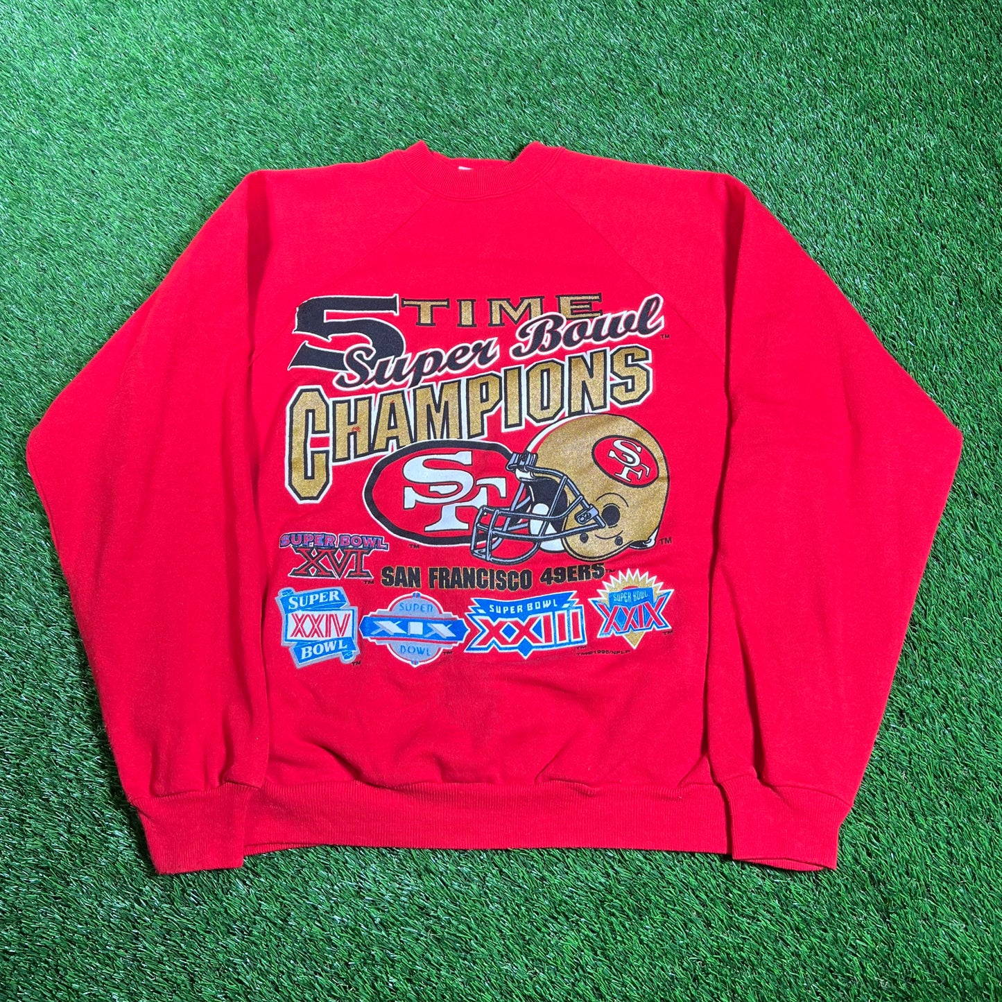 1995 San Francisco 49ers Superbowl Champs Red Crewneck Size XL USED v18176