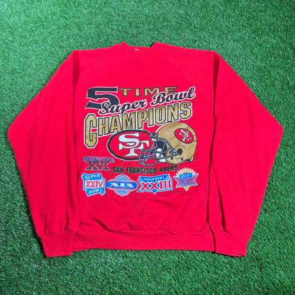 1995 San Francisco 49ers Superbowl Champs Red Crewneck Size XL USED v18176