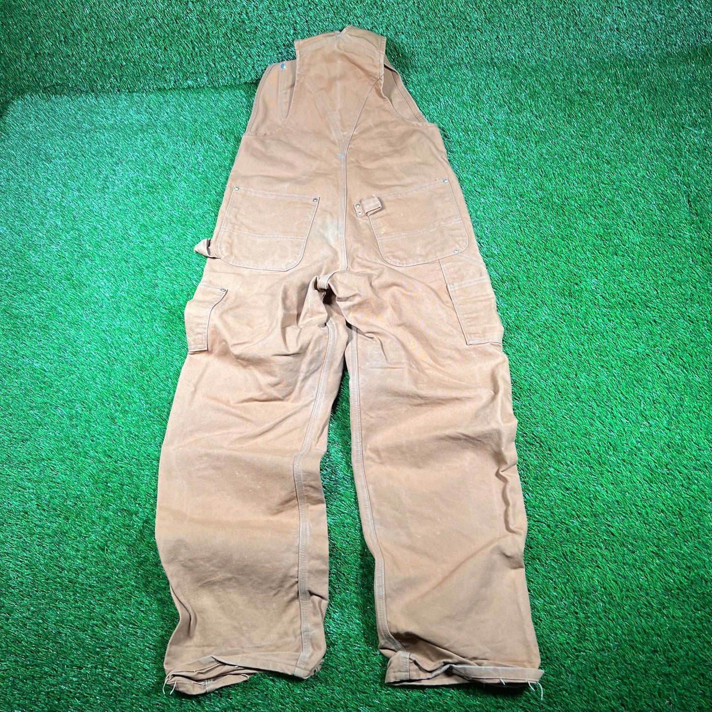 Y2K Carhartt Tan Double Knee Overall Size 32x32 USED v16957