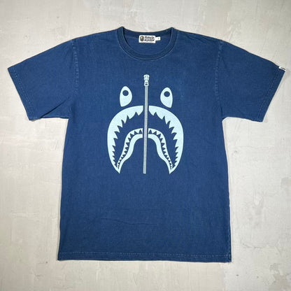 Bape Shark Face Washed Blue Tee Size XL USED x18751