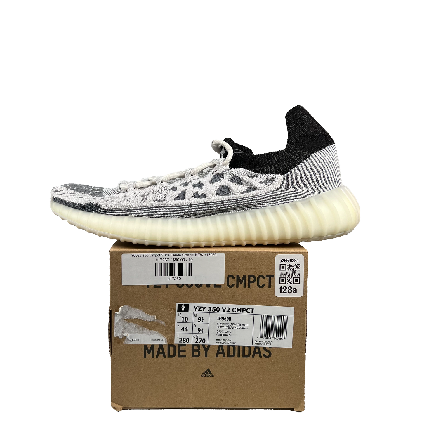 Yeezy 350 Cmpct Slate Panda Size 10 NEW s17260