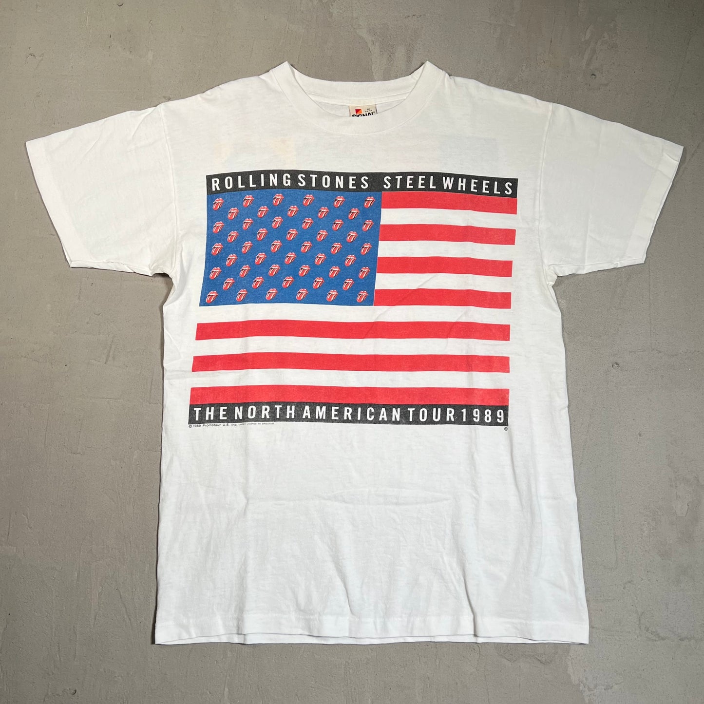 1989 Rolling Stones Steel Wheels American Tour White Tee Size Medium USED v19455