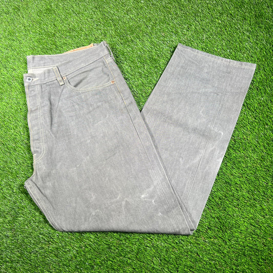 Levis 501 Light Grey Washed Jeans Size 38x32 USED v17387