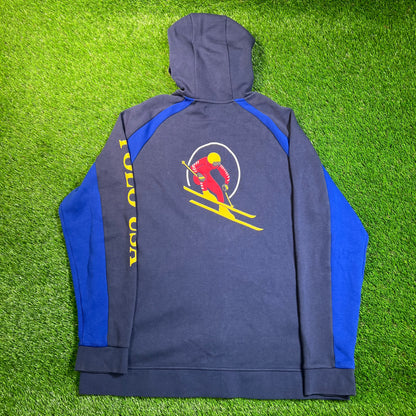 Y2K Polo Ralph Lauren Blue/Yellow Full Zip Hoodie Size XXL USED v18863