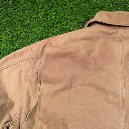 Y2K Carhartt Arctic Brown Workwear Zip Up Jacket Size XL USED v18385