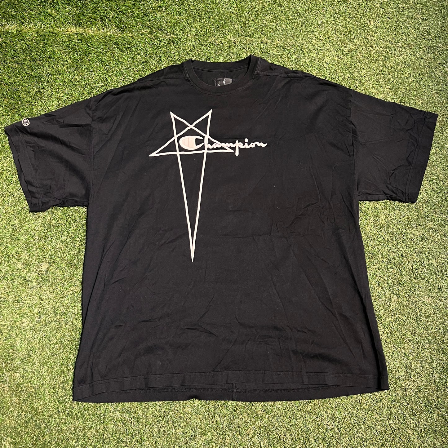 Rick Owens Champions Stitched Black Tee Size XS USED x13724