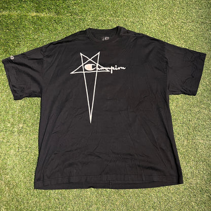 Rick Owens Champions Stitched Black Tee Size XS USED x13724