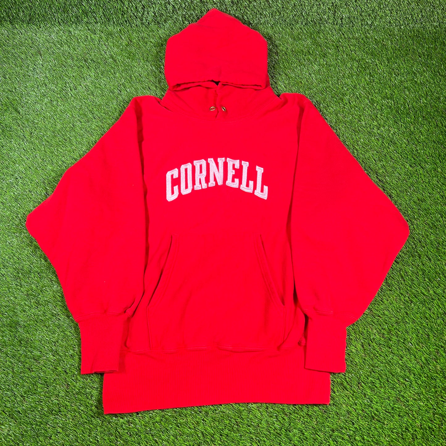 1990s Cornell Champion Reverse Weave Red Hoodie Size Medium USED v16560