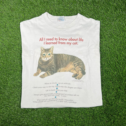 1992 White Cat Humor Tee Size XXL USED v17340