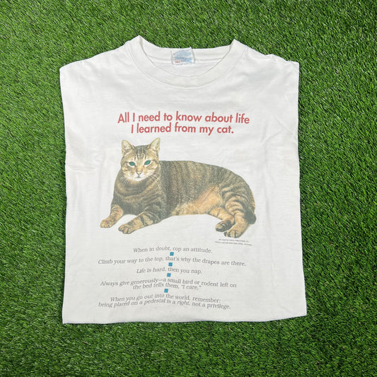 1992 White Cat Humor Tee Size XXL USED v17340