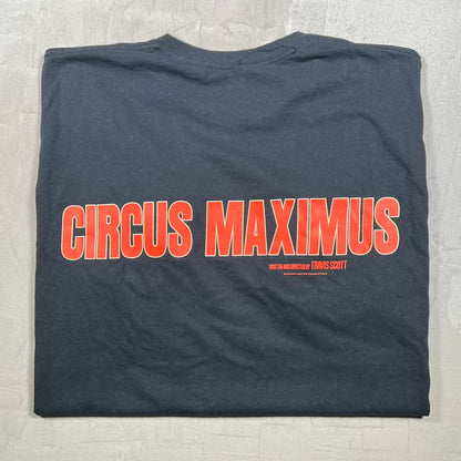 Travis Scott Circus Macimus Written Black Tee Size Large USED x18737