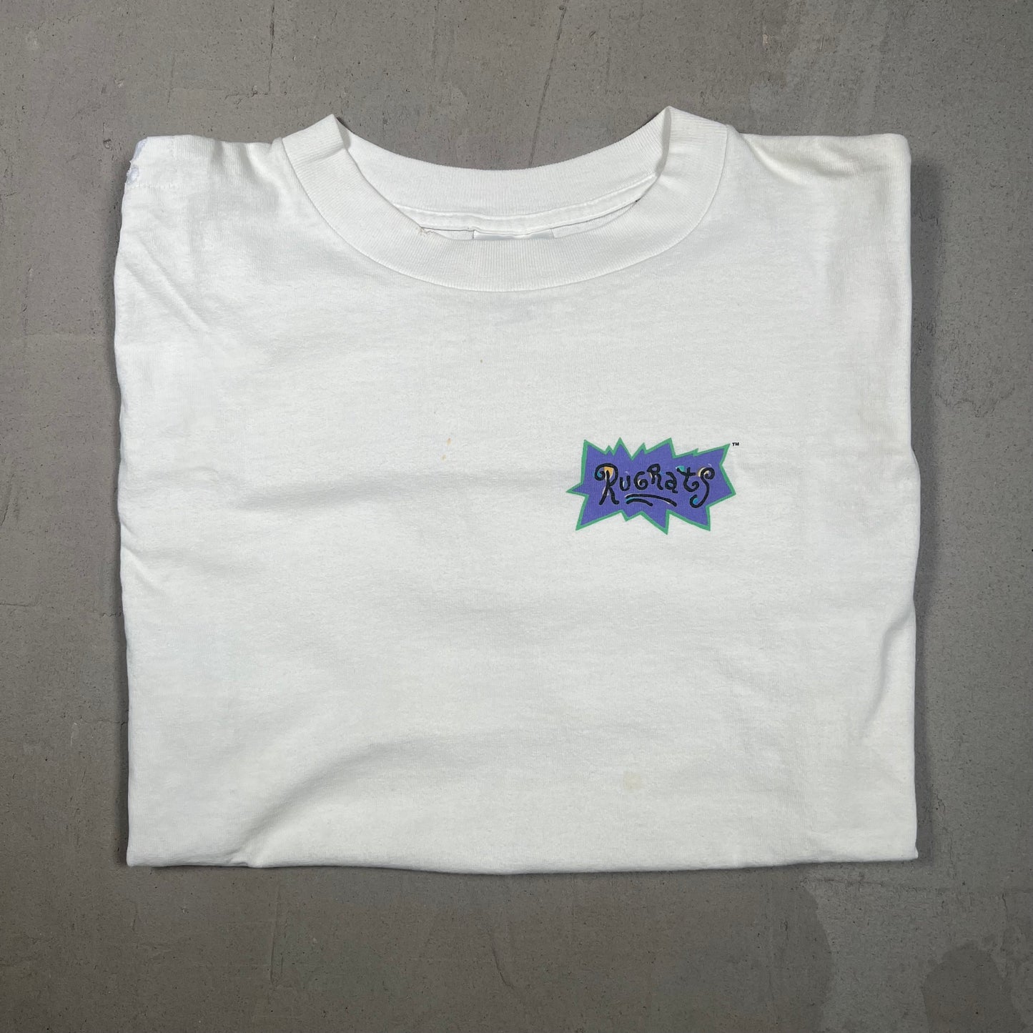 Rugrats 1995 Promo White Tee Size Large USED v8927