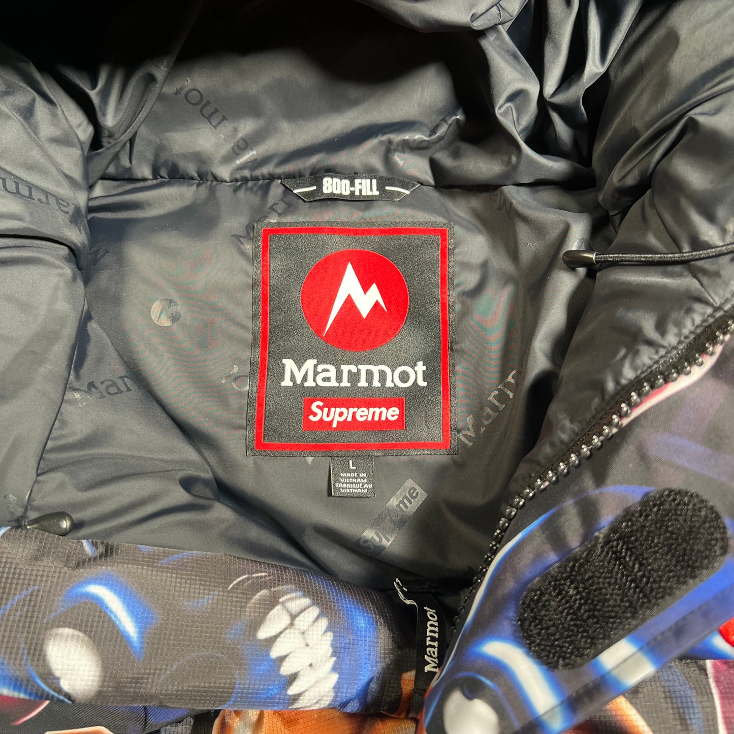 Supreme Marmot 800 Fill Down Parka Multi Color Skull Pile (2025) Size Large NEW x15911
