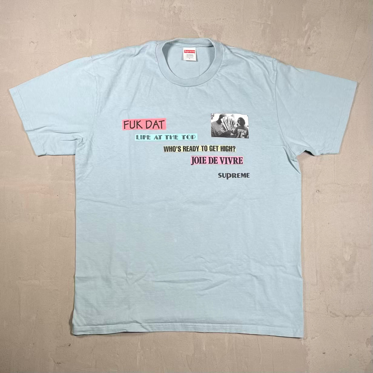 Supreme Joi De Vivre Tree Dusty Blue Tee (2022) Size Large USED x18987