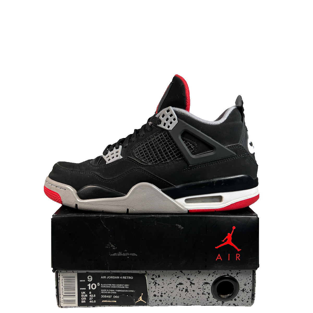 Jordan 4 Bred (2019) Size 9 USED s23087