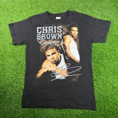 2007 Chris Brown Exclusive Black Tee Size Small USED v18049