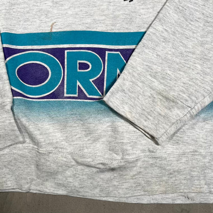 1990s Charlotte Hornets NBA Wrap Around AOP Grey Crewneck Size Large USED v20134