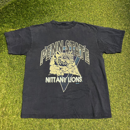 1990s Penn State Nittany Lions Navy Blue Tee Size XL USED v16485