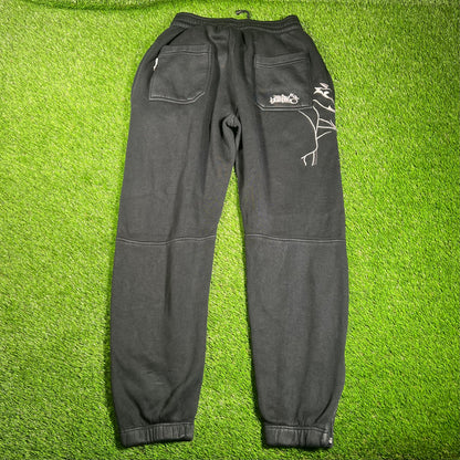 Y2K Southpole Embroidered Black Sweatpants Size Large USED v18163