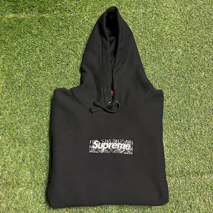 Supreme Black Bandana Box Logo Hoodie Size XL USED x6409