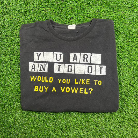 Y2K You Are An Idiot Vowel Black Tee Size XL USED v18324