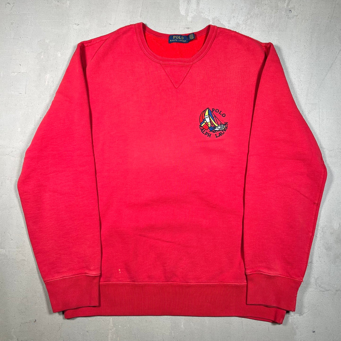 Polo Ralph Lauren Sail Boat Red Sweater Size Large USED v19110