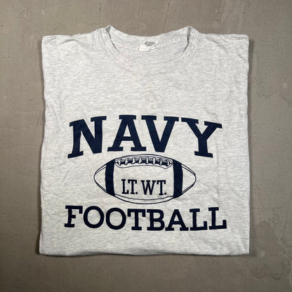 1990s Navy Football Grey Tee Size XL USED v19346
