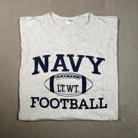 1990s Navy Football Grey Tee Size XL USED v19346