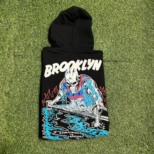 Warren Lotas Brooklyn Nets Something Is Brewing Black Hoodie Size Medium USED x13500