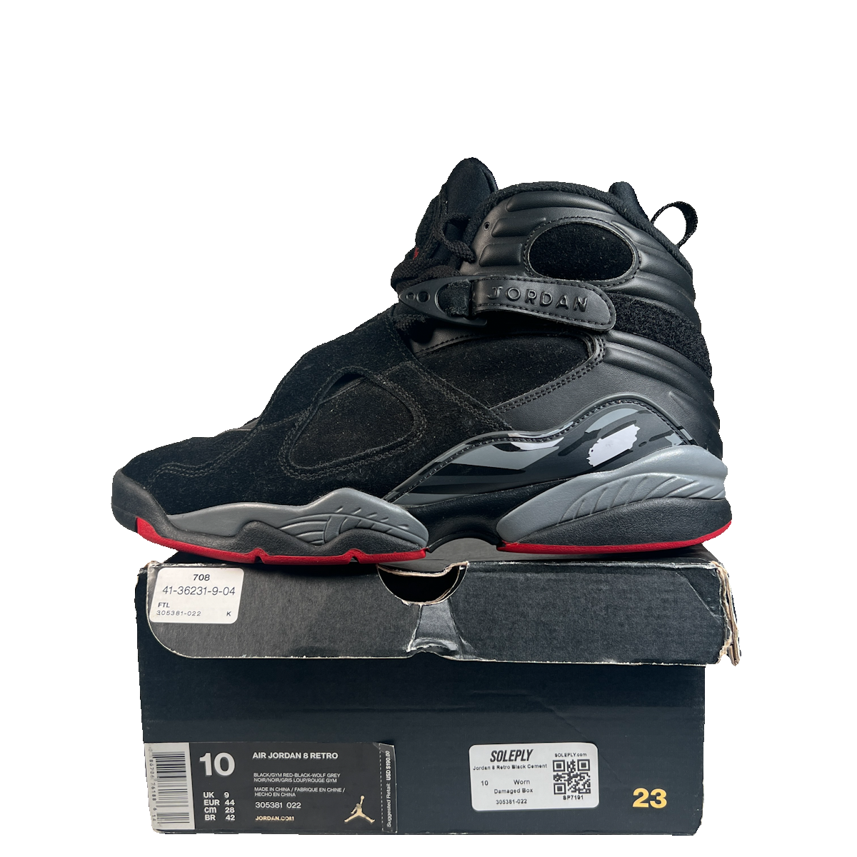 Jordan 8 Black Cement (2017) Size 10 USED s23176