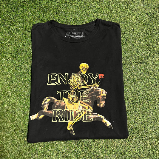 Travis Scott Astro World Enjoy The Ride Skeleton Black Longsleeve Size XXL USED x13338