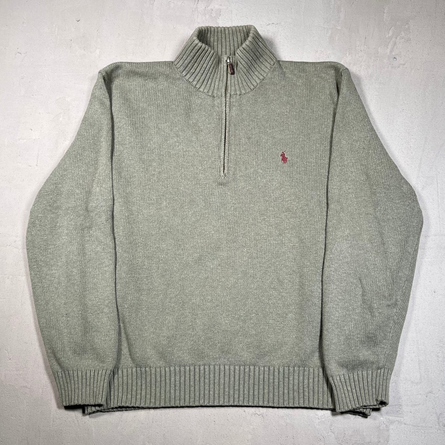 Y2K Polo Ralph Lauren Ovile Knit Half Zip Size Large USED v19372