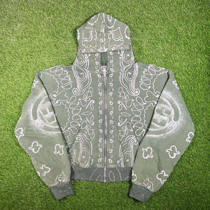 Vale Bandana Paisley Green Hoodie Size Medium USED x15289