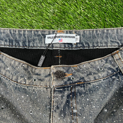 Vale Rhinestone Thermal Lined Blue Jeans Size 38 USED x14920