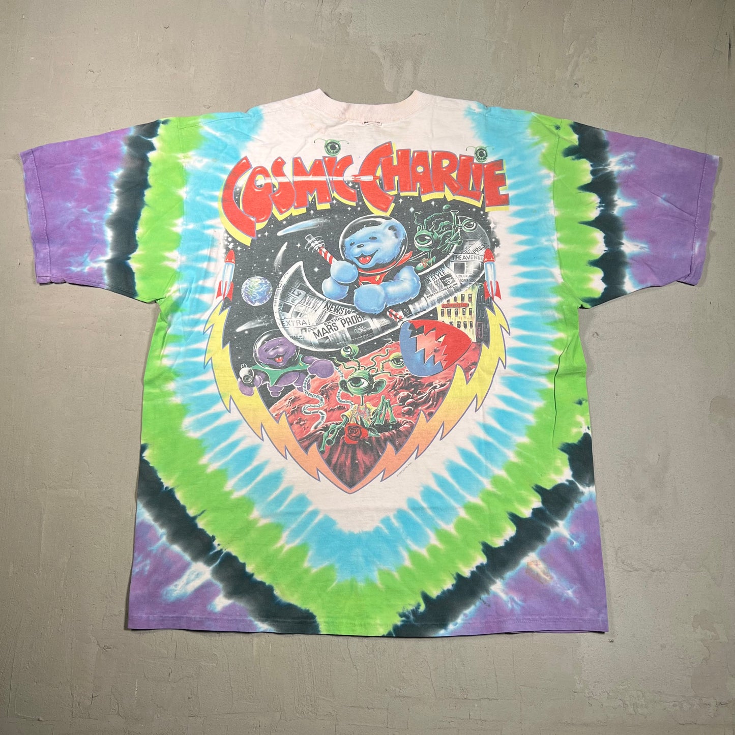 1997 Grateful Dead Mars Rover Space Tye Die Tee Size XL USED v9832