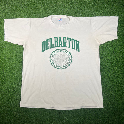 1980s Delbarton School White Tee Size XL USED v17634