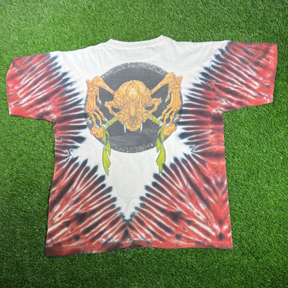 1999 Grateful Dead Pushead Skulls Tie Dye Tee Size XL USED v17159