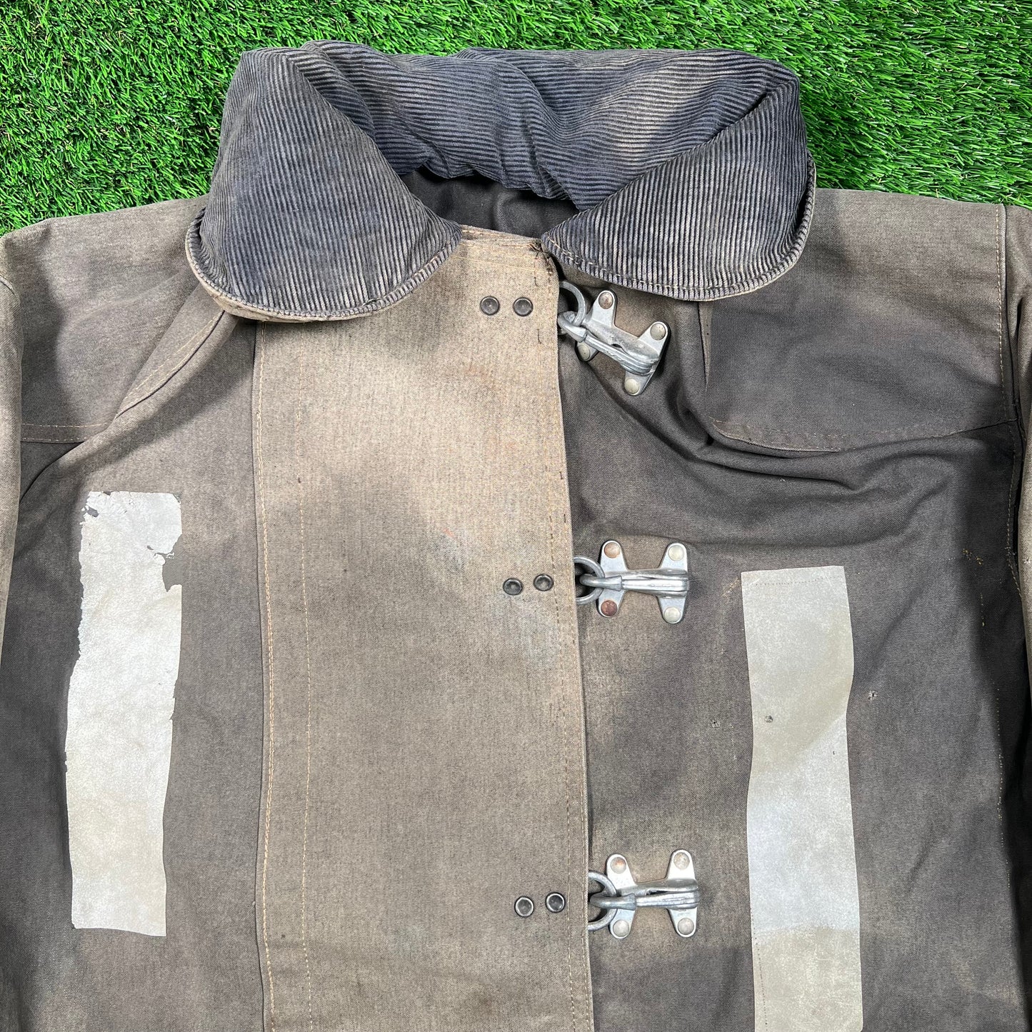 1980s Workwear Fireman Distressed Jacket Size Large USED v18693