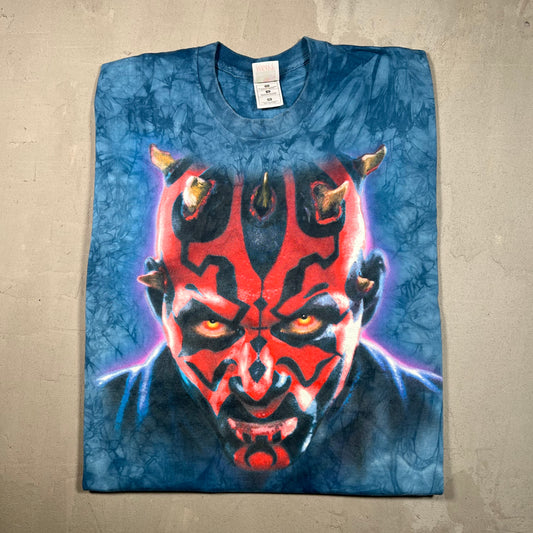 1990s Star Wars Darth Maul Blue Tye Die Tee Size XL USED v18945