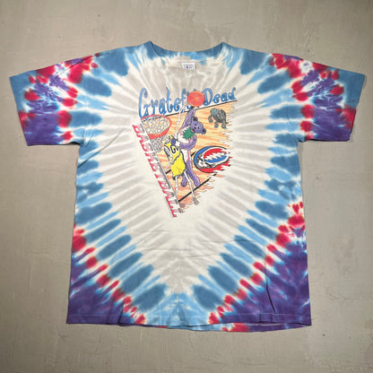 1996 Grateful Dead Basketball Bear Dunking Tie Dye Tee Size XL USED v6459
