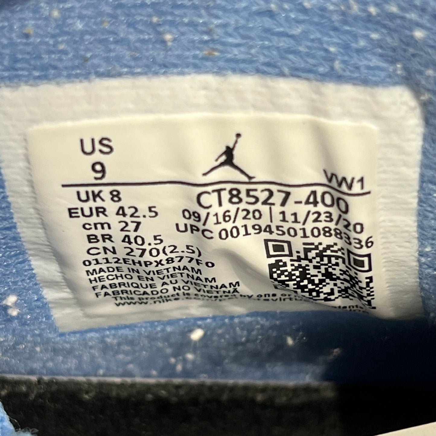 Jordan 4 University Blue (2021) Size 9 USED s22372