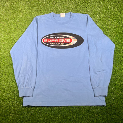Supreme Fuck What You Heard Blue Longsleeve Tee Size Medium USED x15387