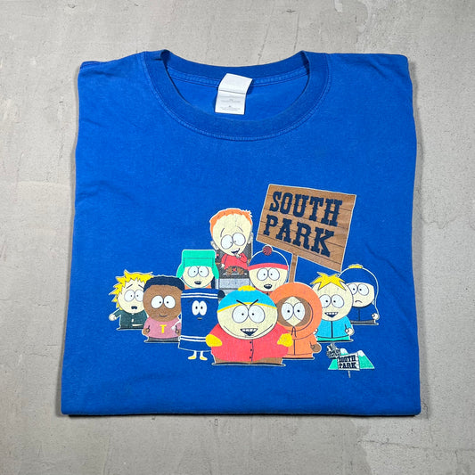 Y2K South Park Comedy Central Cast Blue Tee Size XL USED v19252