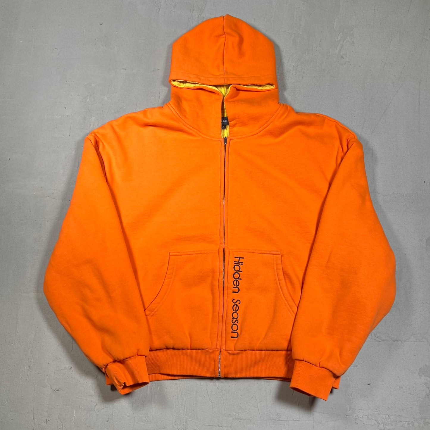 Hidden Season Orange/Yellow Reversible Hoodie Size Small USED x17202